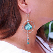 Vamp - Labradorite Sterling Silver Hoop Earrings life style image | Breathe Autumn Rain Artisan Jewelry