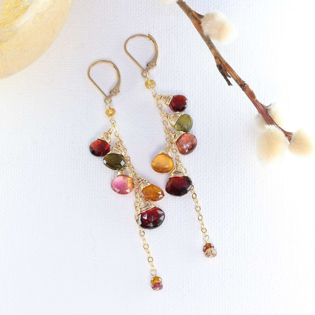 Vineyard - Tundra Garnet Drop Earrings alt image | Breathe Autumn Rain Artisan Jewelry
