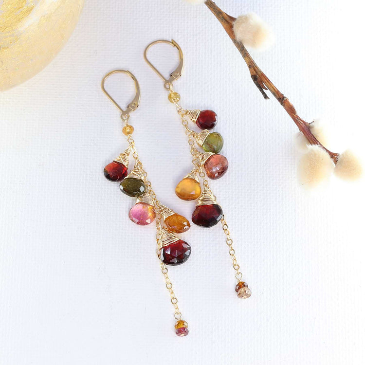 Vineyard - Tundra Garnet Drop Earrings alt image | Breathe Autumn Rain Artisan Jewelry
