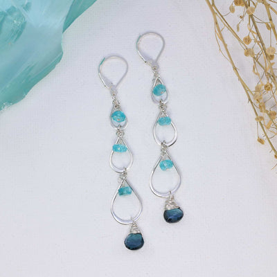 Wailua Falls - London Blue Topaz Apatite Sterling Silver Drop Earrings main image | Breathe Autumn Rain Artisan Jewelry