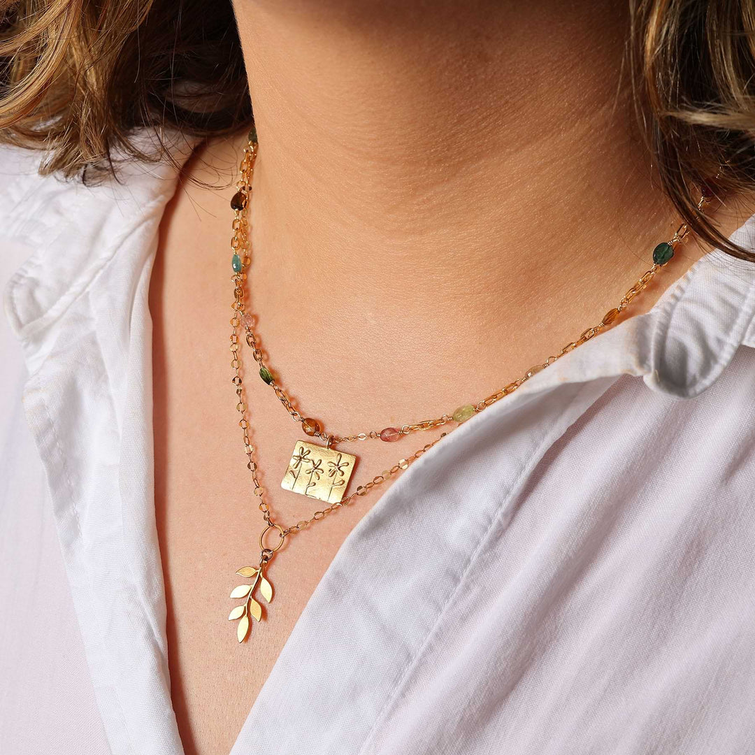 First Fall and Wander Necklaces Layering Example Life Style image | Breathe Autumn Rain Artisan Jewelry