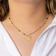 Wander - Multi Tourmaline Gold Charm Necklace life style image | Breathe Autumn Rain Artisan Jewelry