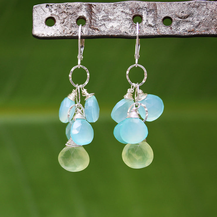 Water Puddles - Chalcedony and Prehnite Cluster Earrings Alternate Image | BreatheAutumnRain