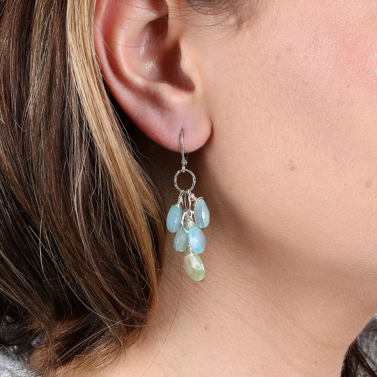 Water Puddles - Chalcedony and Prehnite Cluster Earrings Life Style Image | BreatheAutumnRain
