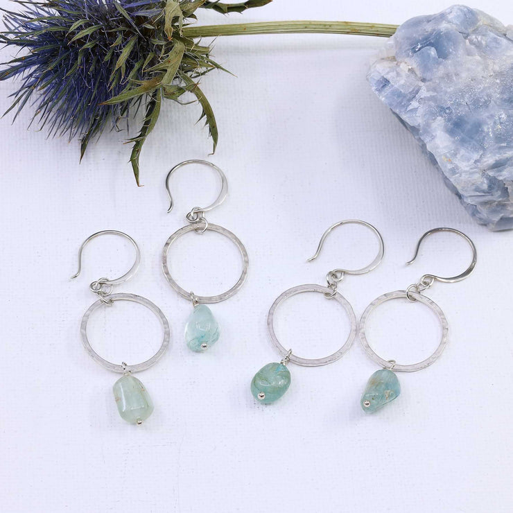 Natural Aquamarine Sterling Silver Earrings main image | Breathe Autumn Rain Artisan Jewelry