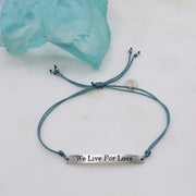 We Live for Love - Silver Charm Cord Bracelet alt2 image | Breathe Autumn Rain Artisan Jewelry