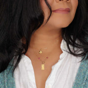Wild Poppies - Delicate Gold Pendant Necklace layering example image | Breathe Autumn Rain Artisan Jewelry