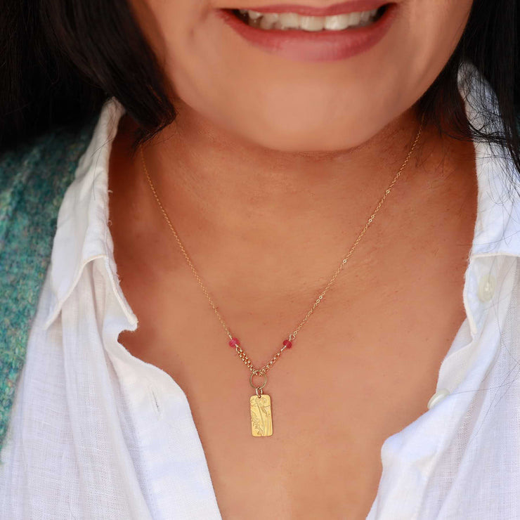 Wild Poppies - Delicate Gold Pendant Necklace life style image | Breathe Autumn Rain Artisan Jewelry