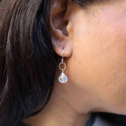 Winter Snow - Faceted Moonstone Teardrop Earrings life style image | Breathe Autumn Rain