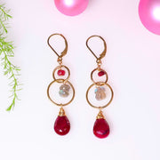 Winterberry - Ruby and Labradorite Gold Drop Earrings main image | Breathe Autumn Rain Artisan Jewelry