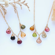Wrapped in Tourmaline - Multi Teardrop Tourmaline Gold Necklace main image | Breathe Autumn Rain Artisan Jewelry