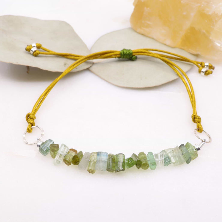Yosemite - Rare Green Tourmaline Cord Bracelet detail image | Breathe Autumn Rain Artisan Jewlry
