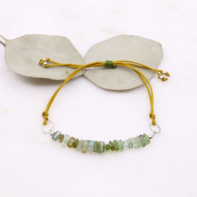Yosemite - Rare Green Tourmaline Cord Bracelet main image | Breathe Autumn Rain Artisan Jewelry