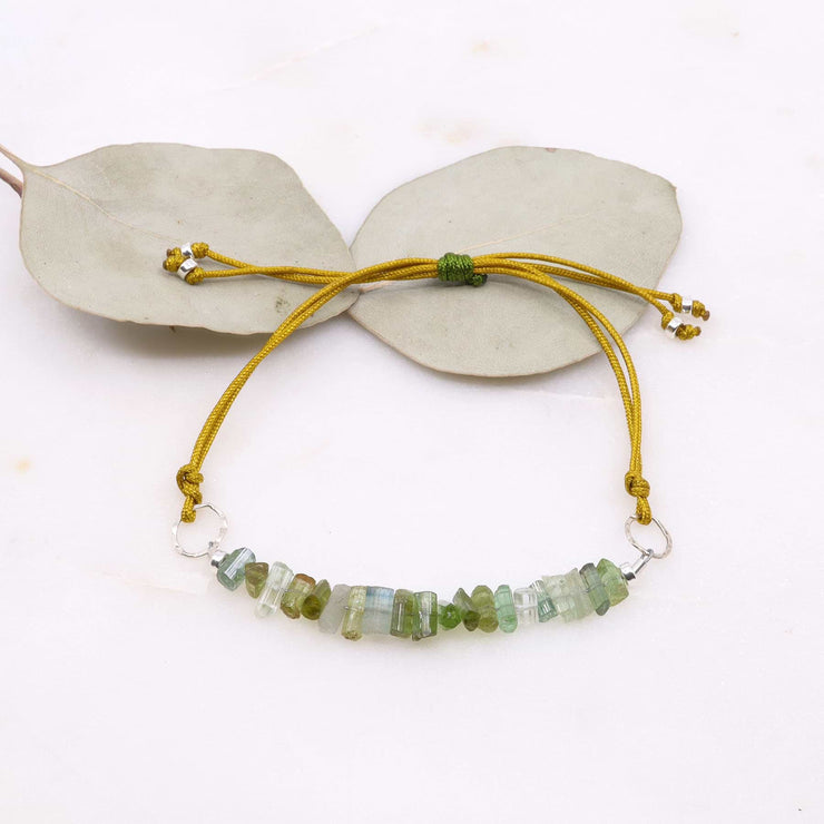 Yosemite - Rare Green Tourmaline Cord Bracelet main image | Breathe Autumn Rain Artisan Jewelry