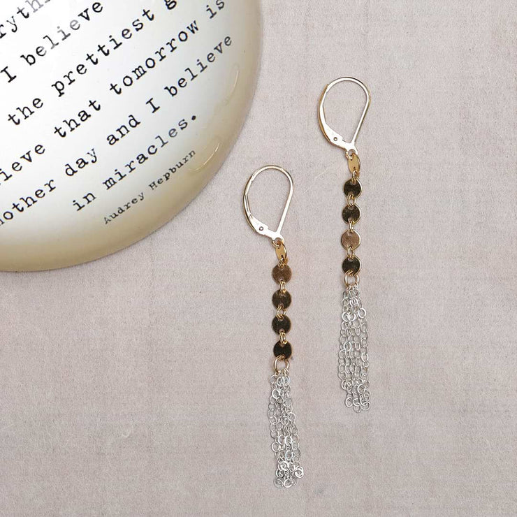 Zelda - Mixed Metal Chain Tassel Earrings alt image | Breathe Autumn Rain Artisan Jewelry