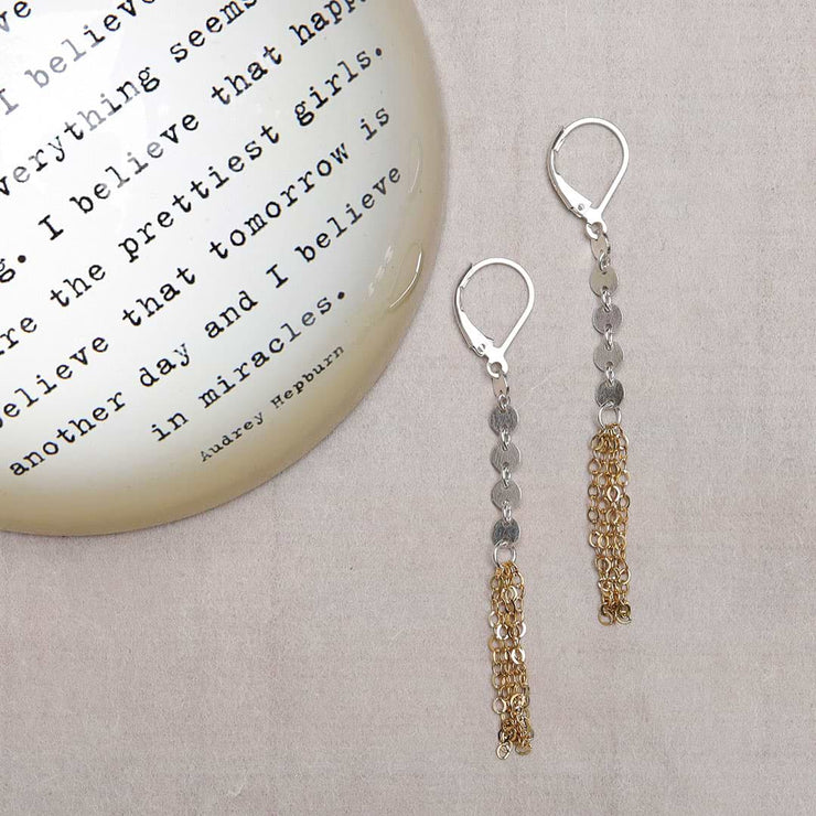 Zelda - Mixed Metal Chain Tassel Earrings alt image | Breathe Autumn Rain Artisan Jewelry